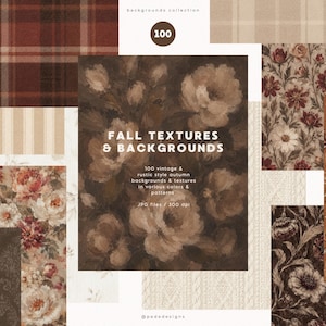 100 Fall Backgrounds & Textures | Autumn Digital Paper Bundle | Cottagecore Textures Pack | Floral Plaid Pumpkin Patterns | Digital Download