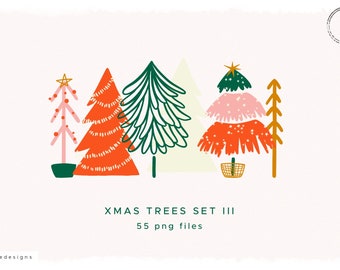 Xmas Trees Clip Art, winter clipart, minimalistic design, christmas png, christmas tree, scandinavian xmas, holiday, noel clipart, download