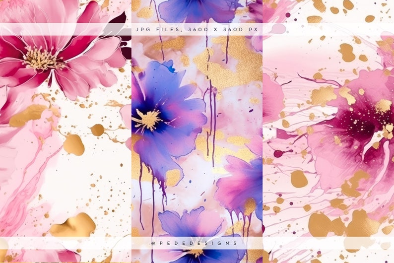 Abstract Flowers, Digital Paper Pack, Abstract Floral Seamless Digital ...