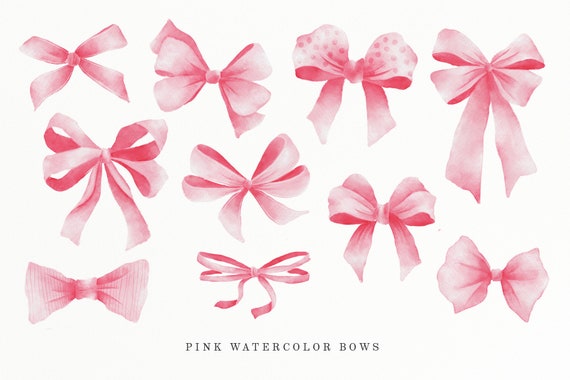 Pink Watercolor Bows Clip Art, Ribbon Cliparts, Hand Painted Bow, Fashion  Clipart, Birthday Party, Gift Bow, Download -  Finland