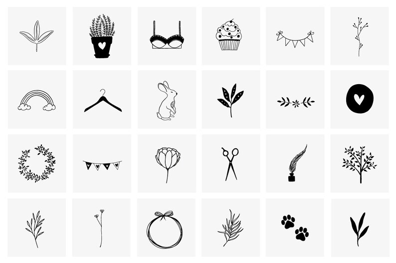 60 hand drawn elements, flowers clipart, hand drawn logo clipart, wreath, geometric, logo, wedding, vectors, download, image 3