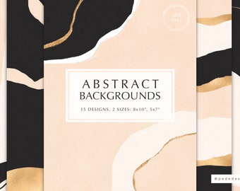 Gold Abstract Backgrounds, digital paper pack, golden foil, glitter, beige, black, invitation background, modern abstract, download