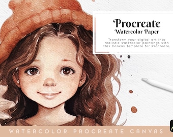 Watercolor Paper for Procreate | "Suzi" canvas template | procreate paper | watercolor art texture | realistic watercolor, iPad