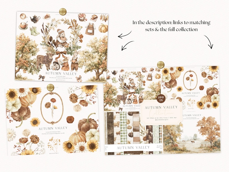 Fall Digital Paper Bundle with Watercolor Pumpkin Patterns, Rustic Farmhouse Seamless Paper, Thanksgiving Backgrounds (Digital Download) image 9