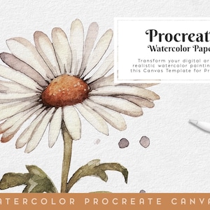 Carta per acquerello per Procreate, modello su tela "Daisy", carta digitale, texture artistica ad acquerello, texture di carta, arte realistica, download
