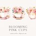 Blooming Pink Cups, Floral Clipart, Flowers & Leaves, Watercolor ...