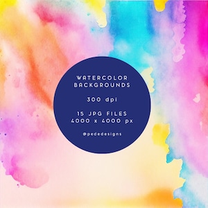 Watercolor multicolor backgrounds, rainbow tones, watercolor digital paper, hand painted background, planner papers, colorful, download