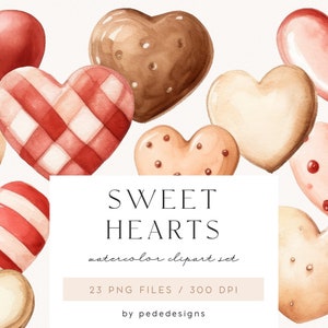 Aquarell süße Herzen Clipart, Aquarell Liebe Clipart, Valentinstag Karte, rot, rosa, Süßigkeiten png, Hochzeit Elemente, Download