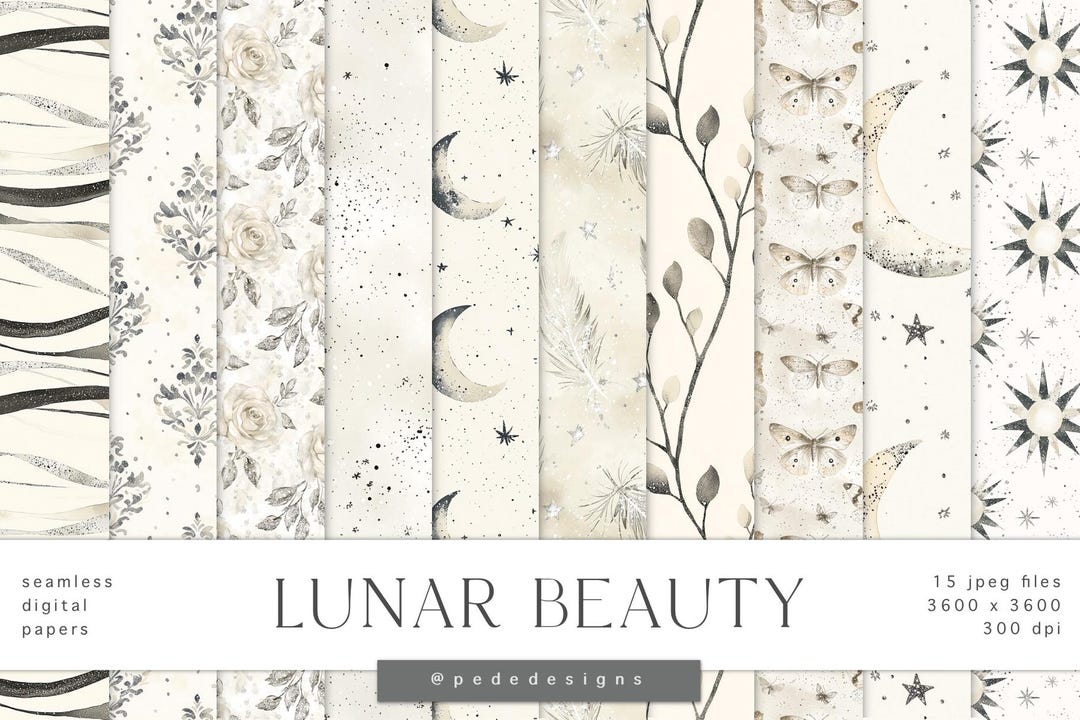 Lunar Digital Paper Set: Celestial Seamless Patterns (digital Download ...