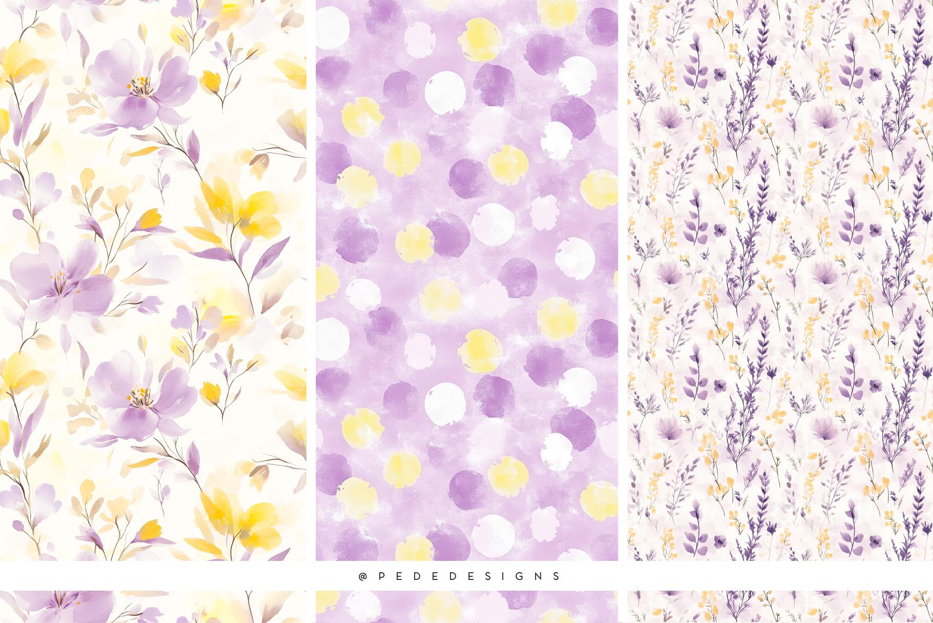 Purple Spring Digital Paper Set: Floral Seamless Patterns (digital ...