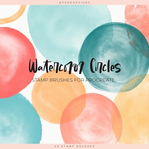 Znaczki akwarelowe Circle dla Procreate, pędzle circle, kształty procreate pack, logo circles, kształty akwarelowe, tworzenie kartek, pobieranie