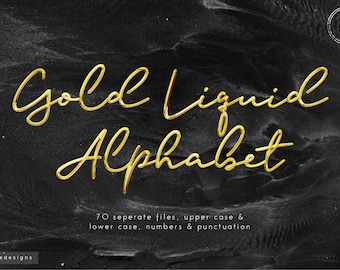 Gold liquid alphabet clipart, gold foil digital alphabet, luxury letters clipart, gold punctation, golden numbers, metallic, download
