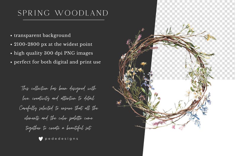 May include: A watercolor wreath with delicate wildflowers and vines in shades of pink, blue, white, and green. The wreath is on a transparent background.