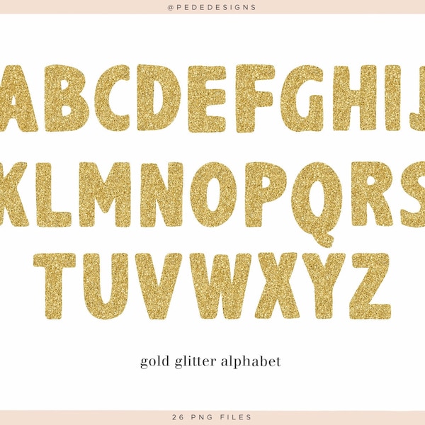 Gold glitter alphabet clipart, gold glitter digital alphabet, letters clipart, metallic lettering, sparkly, download