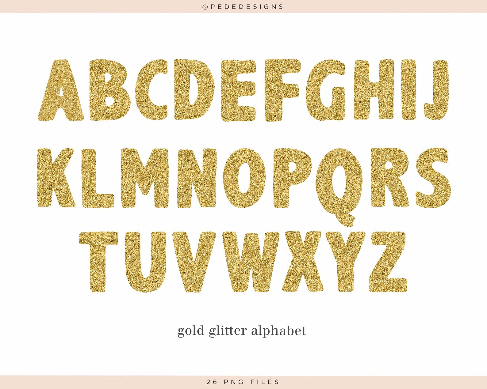 50-count Black Glitter Cursive Alphabet Letter Guinea
