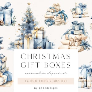 Christmas Gift Boxes Clipart, Aquarell Weihnachtsbaum, Tannenbaum, Weihnachtsdekoration, png Grafik, Download