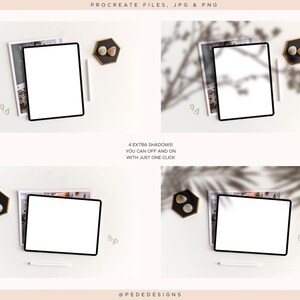 Procreate用のiPadモックアップ8個、使いやすいProcreateファイル、追加の影jpg、png、写真モックアップ、デジタルアートの展示、ダウンロード 画像 4