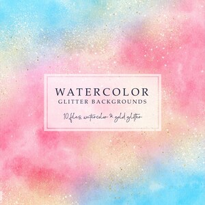 Aquarell Glitzer Hintergründe, gold glitter, digitales Aquarell Papier, Glitzer Textur, blau & rosa, Planer Papiere, Einhorn, download
