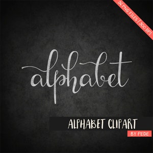 Chalkboard alphabet clipart, digital chalk clipart, digital alphabet, chalk font, alternative letters, instant download