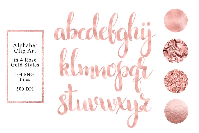 Rose Gold Letters R Printable Rose Gold Alphabet Clipart | Script Letters in 4 Metallic Styles ...