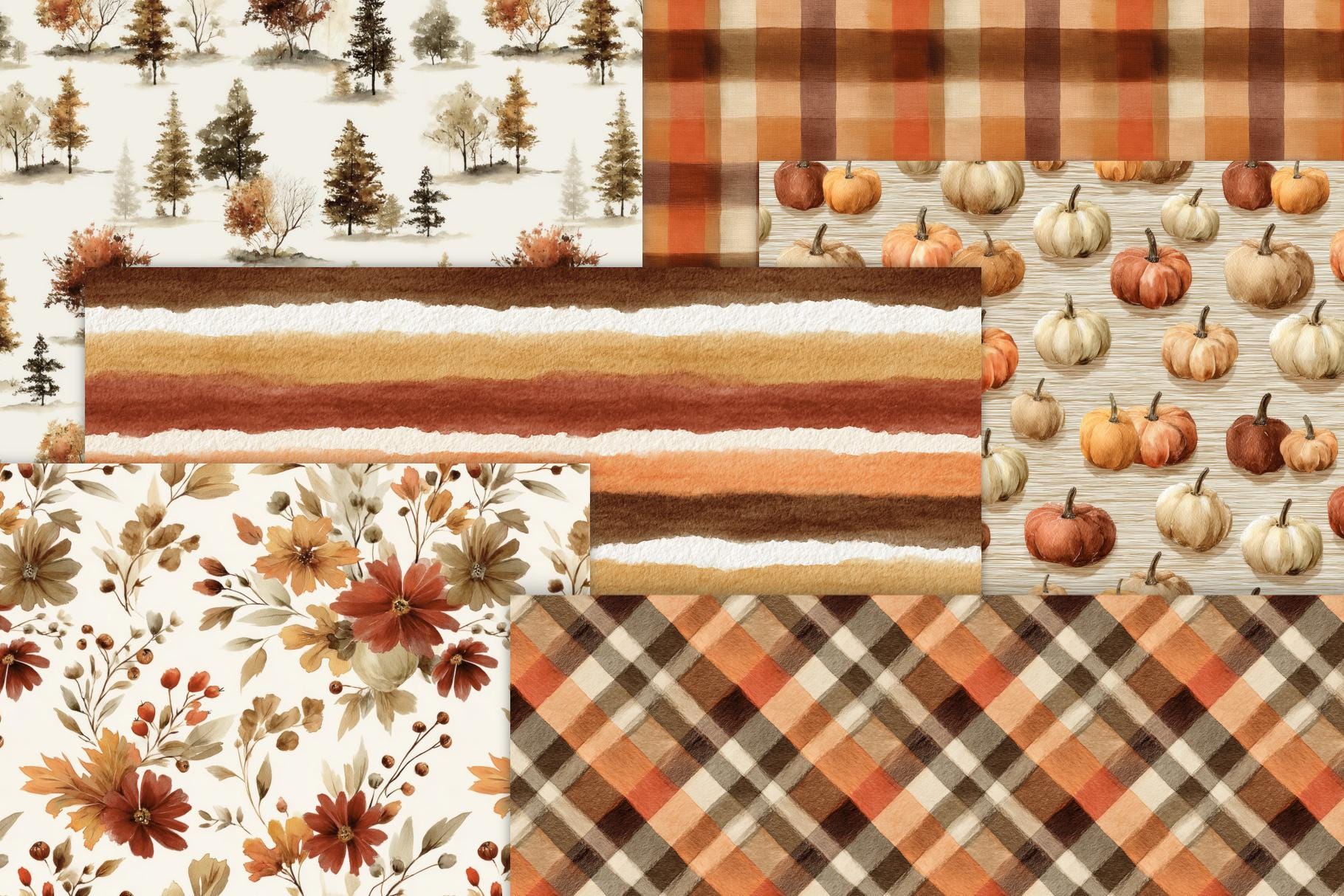 Autumn in the Forest Digital Papers Set, Autumn Digital Paper Pack ...