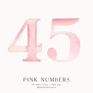 Watercolor Pink Numbers Clipart – Hand Painted Number Set 0-9 | Soft Blush Typography | Baby Birthday 10 PNG image 4