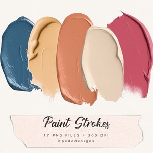 Paint Strokes Clip Art, penseelstreek png, acrylverf, olieverfstreken, blauw, roze, beige, mint, logo-elementen, commercieel gebruik, downloaden