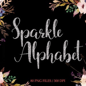 Bundle PNG Glitter Letters, Sparkle Clip Art, Letters Alphabet