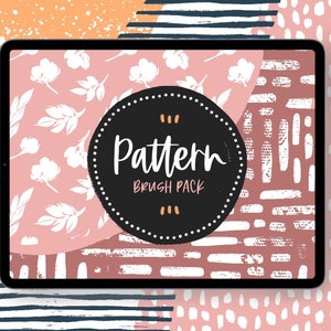 Pattern Brush Pack for Procreate, stamp brushes, seamless pattern brushes, pattern texture, watercolor texture brush, line pattern, download
