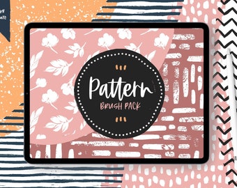 Pattern Brush Pack for Procreate, stamp brushes, seamless pattern brushes, pattern texture, watercolor texture brush, line pattern, download