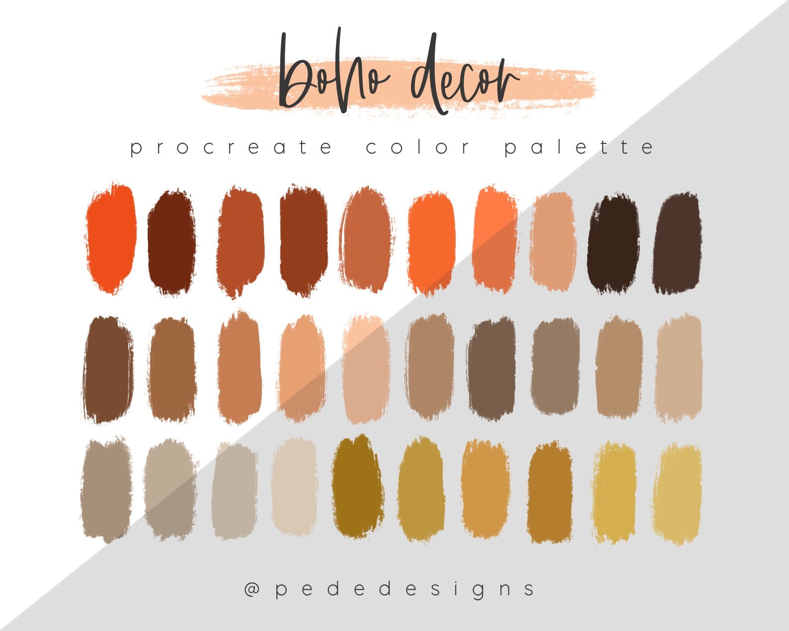 boho decor - Procreate Color Palette, color swatches, iPad illustration,  lettering, procreate art, download