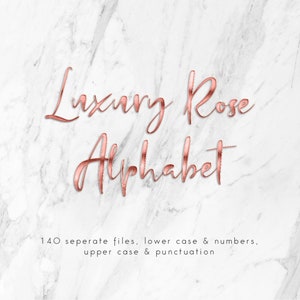 Rose Gold Alphabet Clipart: Luxury Metallic Letters (Digital Download)