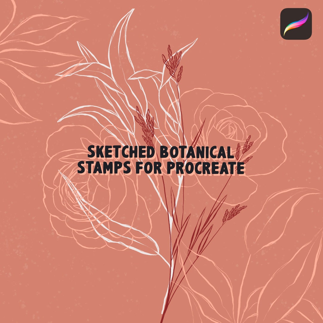 Sketched Botanical Stamps for Procreate, Stamp Brushes, Procreate Pack ...