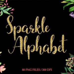 Gold glitter alphabet clipart, gold digital alphabet, glitter letters clip art, gold font clipart, numbers, download