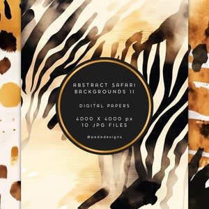 Watercolor abstract safari backgrounds, zebra skin, leopard, abstract art, african digital papers, animal skin, boho african, download