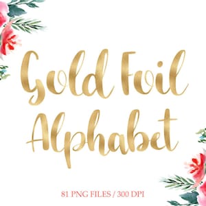 Goldfolie Alphabet Clipart, goldene digitale Buchstaben, goldene Folie Alphabet, Goldfolie Schrift Clipart, goldene Zahlen, download