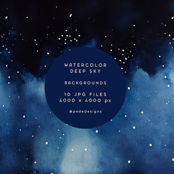 Watercolor deep sky backgrounds, starry night, space background, night sky texture, navy blue with little drops, night with stars, download