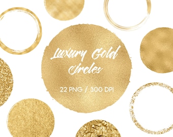 Può includere: Un set di 22 grafiche di cerchi dorati, con diverse texture, tra cui glitter, foglia d'oro e pennellate. Le grafiche sono a 300 DPI e sono perfette per aggiungere un tocco di lusso ai tuoi progetti.