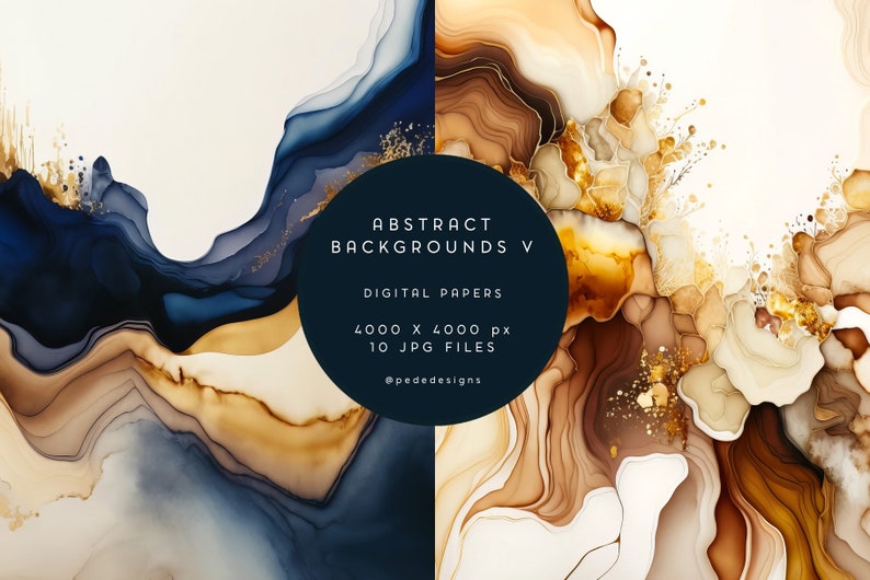 Abstract Backgrounds, Digital Paper Pack, Alcohol Ink Art, Navy Blue ...