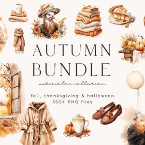 Herfst megabundel, aquarel herfst illustraties set, thanksgiving graphics, halloween png clipart, gezellige herfst, herfst ontwerp, download