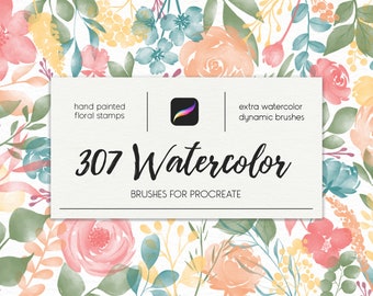 307 Aquarell Pinsel Für Procreate, Stempelpinsel, Procreate Set, Blumenpinsel, dynamische Pinsel, Laub, Ipad Stempel, Blumen, Download