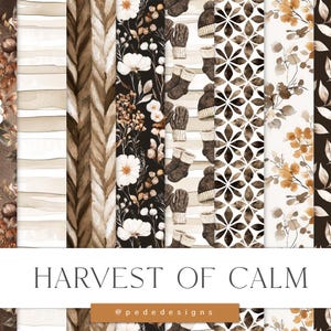 Set di carte digitali Harvest of Calm, pacchetto di carte digitali autunnali, motivo ripetuto, motivo autunnale, acquerello autunnale, floreale senza soluzione di continuità, download