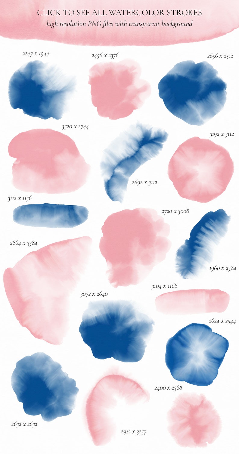 Navy & Blush Collection, Watercolor Backgrounds, Polygonal Frames ...