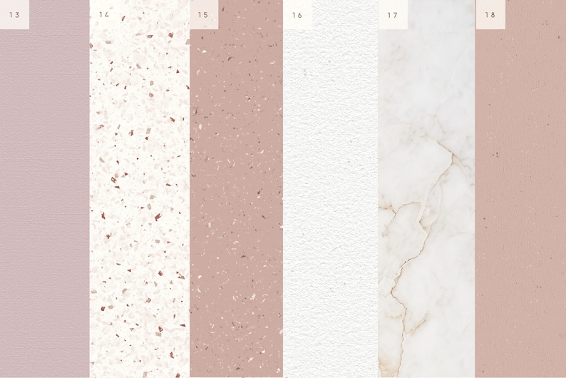 May include: A collection of six different textured backgrounds, including a light purple, a white background with small red and pink flecks, a light pink background with small red and pink flecks, a white textured background, a white marble background with gold veins, and a light pink background with small red and pink flecks.
