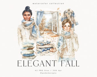 Watercolor Fall Clip Art Set: Cozy Autumn Graphics (Digital Download)