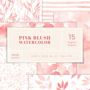 Pink Blush Aquarell digitales Papier, Aquarell Hintergrund, nahtloses Muster, bedruckbares Papier, Planer Papiere, Blätter, Splatter, download