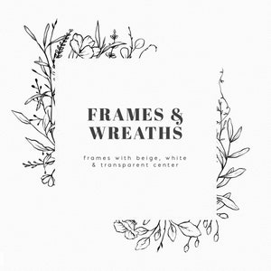 Clipart de molduras e coroas desenhadas à mão, elemento de design de casamento, flores do prado, clipart de casamento floral, flores silvestres, design de logotipo, download
