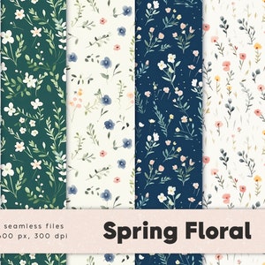 May include: Ten seamless digital paper patterns featuring watercolor floral designs in various colors, including blue, green, pink, and white. The patterns are perfect for crafting, scrapbooking, and digital design projects.