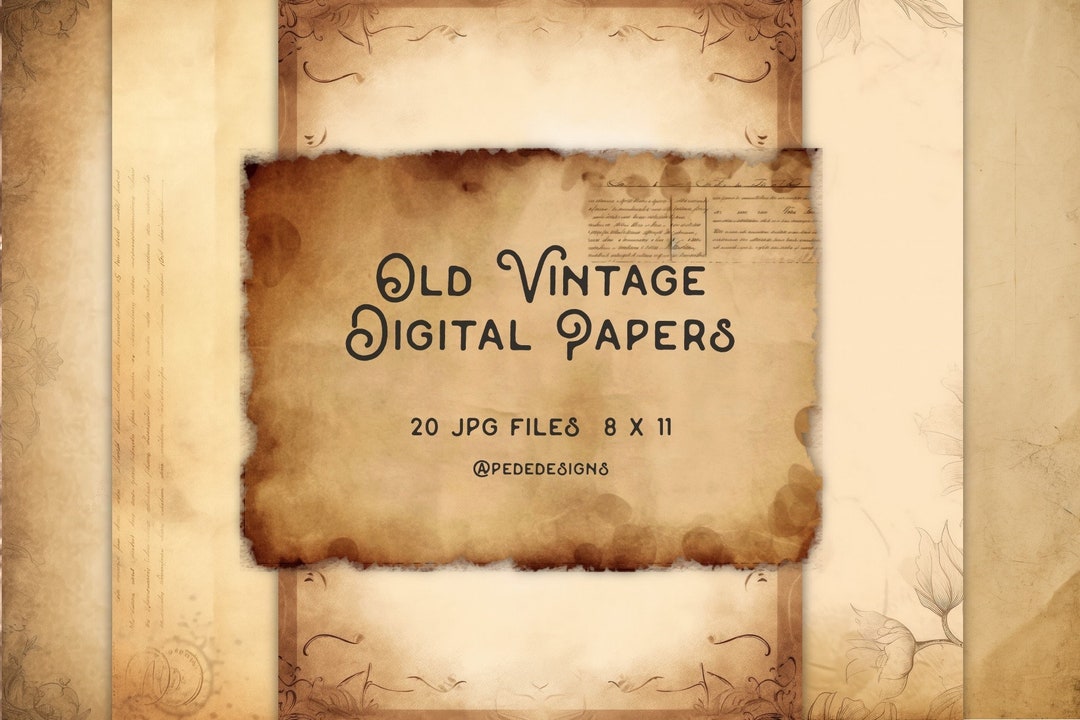 Old Vintage Digital Paper Pack, Old Paper Textures, Aged Paper ...