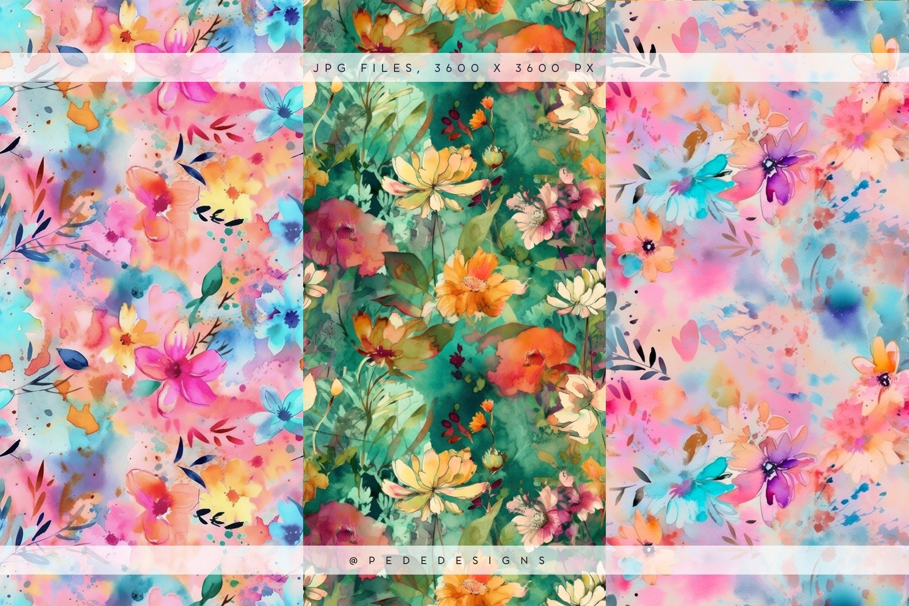 Watercolor Floral Digital Paper, Garden Watercolor Pattern, Seamless ...